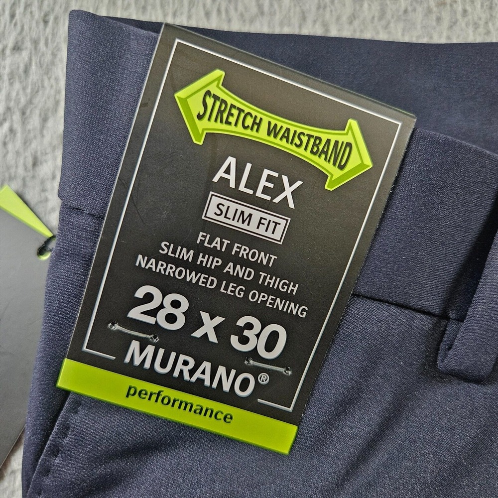 $69 NWT Murano ALEX Dress Pants Men 28x30 - Slim Fit Performance Flat Front Navy